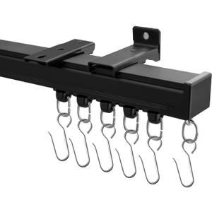 Ceiling Curtain Track, Curtain Track Ceiling Mount, Room Divider Curtain Rod or Wall with Rolling Hooks, Ceiling Shower Curtain Tracks Perfect for Privacy in Open Rooms,3-9ft Black. (9 FT)