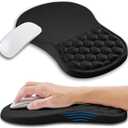 Ergonomic Mouse Pad Wrist Support with Memory Foam Massage Bulge, Carpal Tunnel Pain Relief Mousepad Wrist Rest for Mouse(12x8 inch, Black)