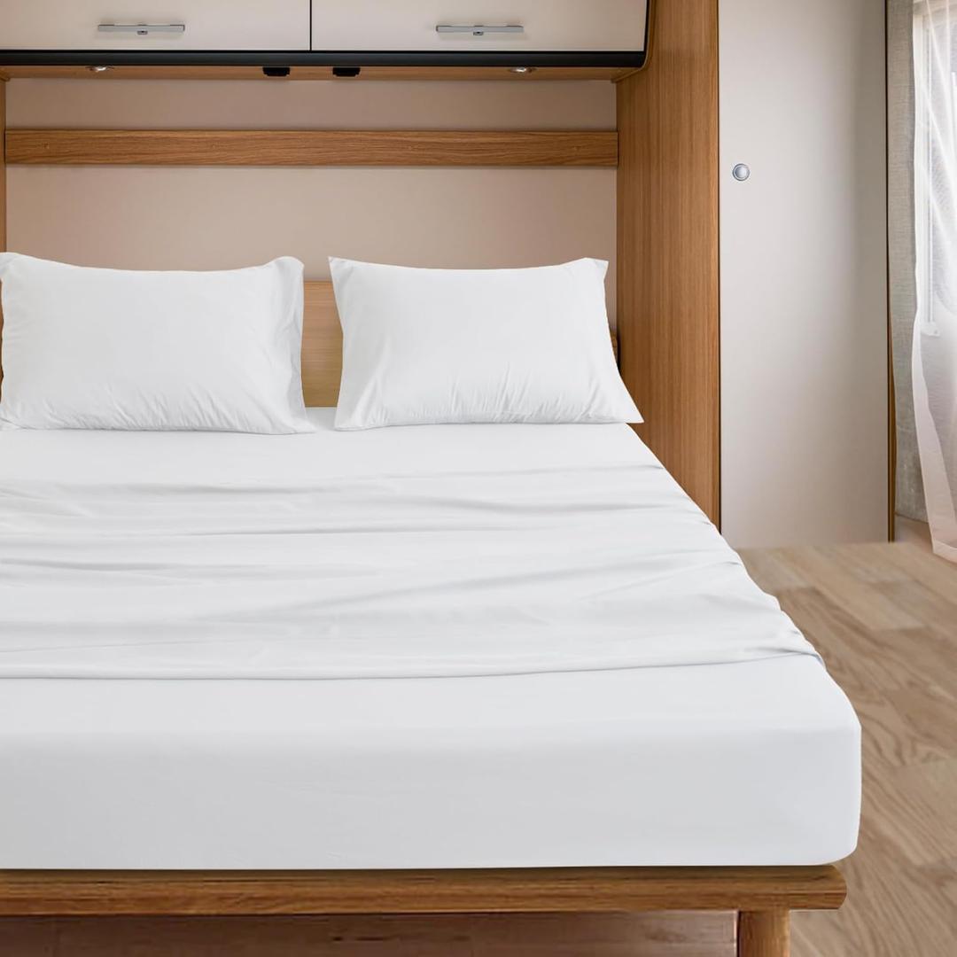 PLUSHY COMFORT Luxury Queen Size Sleeper Sofa Bed Sheet Set,100% Egyptian Cotton, 600 Thread Count Fabric,White Plain Color, Size (60 x74 +8 Inch Deep Pocket),Queen Flat Sheet, 2 Pillow Case