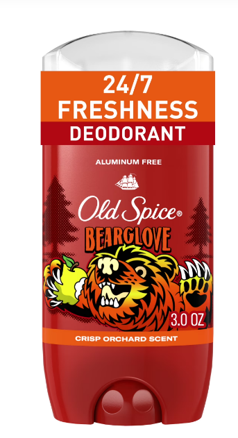 Old Spice Aluminum Free Deodorant for Men, 24/7 Odor Protection, 24/7 Freshness & Lasting Scent, Goes on Clear, Bearglove with Crisp Orchard Scent, 3.0 oz (Pack of 1)