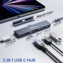 iPad Pro USB C Hub Multiport Adapter - Dockteck USBC Hub 5 in 1 with 100W PD, 4K 60Hz HDMI, Audio, USB 3.0, USB C Dock with Magnetic Grip for iPad Pro 12.9 2021 2020 2018, iPad Air, iPad mini 6