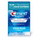 Crest 3DWhitestrips Vivid Plus Whitestrips 3D White, 10 Treatments + 1 Hour Express 2 Treatments Teeth Whitening Kit, 8 Levels Whiter, Crest Teeth Whitening Strips