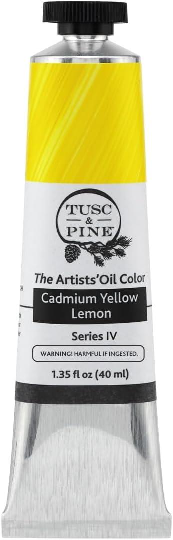 Tusc & Pine Artist Oil Paint - Cadmium Yellow Lemon, 40 ml, Non-Yellowing, Rich & Creamy Consistency, Maximum Pigment Load, Small Batch Milled Oil Paints Made in the USA for Professional Artists (1.35 Fl Oz (Pack of 1))