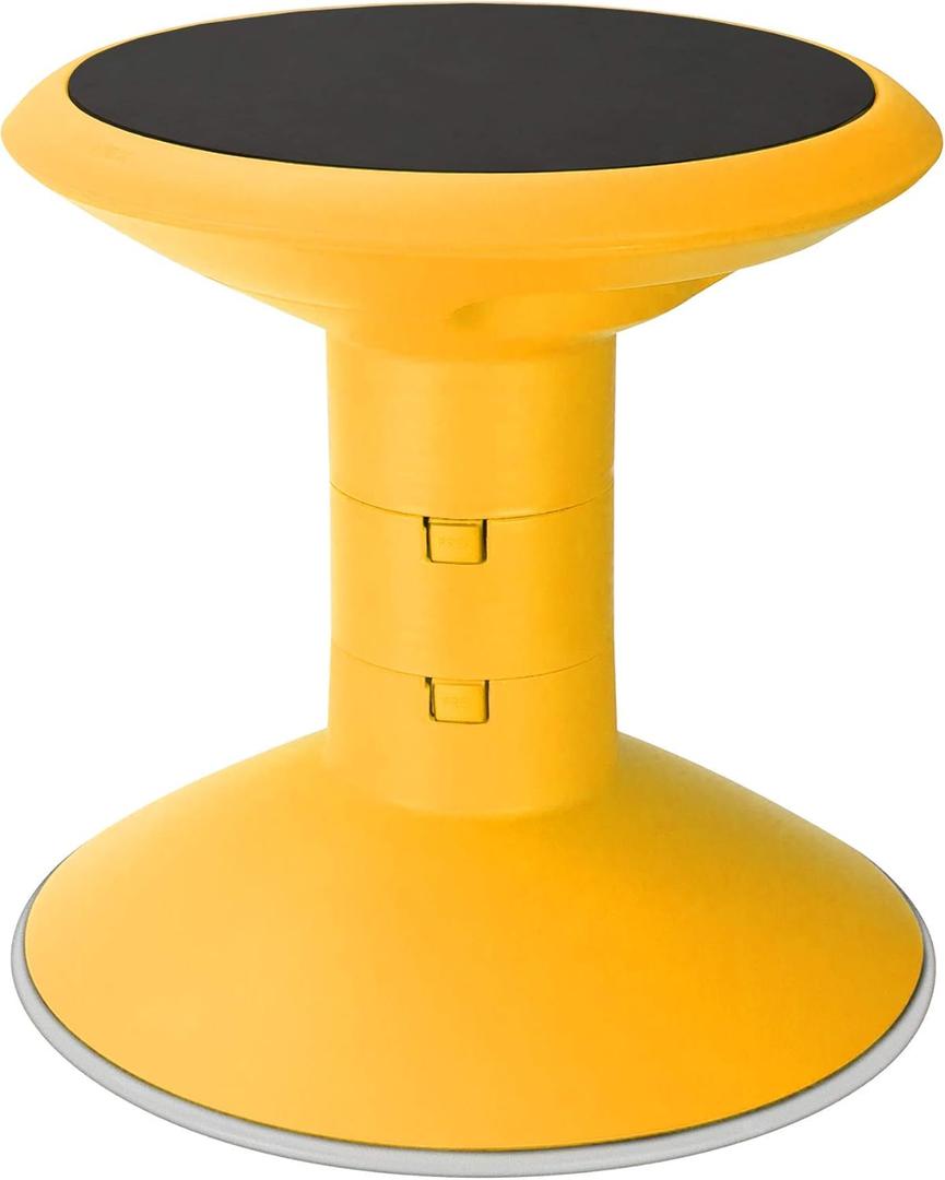 Storex Wiggle Stool  Active Flexible Seating for Classroom and Home Study, Adjustable 12-18 Inch Height, Yellow (00303U01C)