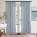 Light Blue Linen Curtains 102 Inches Long for Living Room Pinch Pleated Drape with Hooks Rings for Track System Light Filtering 102 Inch Curtain for Bedroom Sliding Patio Door 2 Panels Dusty Blue