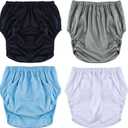 4 Pack Adult Diaper Cover, Washable Pull on Incontinence Pants Plastic Diapers Reusable Waterproof Underwear (X-Large)