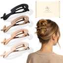 Large Twist Flat Hair Clips for Medium Thick Hair, Stylish Flat Claw Clips for Women, French Hairclips for Long Straight Curly Hair - Beige, Light Khaki, Dark Khaki, Black, 4pcs