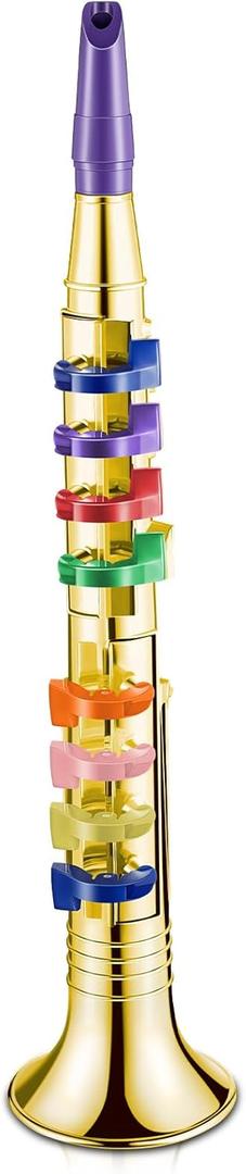 Lewtemi Gold Clarinet Musical Instruments Toy for Kid Toddler Fake Plastic Preschool Music Toy Gift Portable Wind Instrument Early Educational Teaching Songs Gifts for Toddlers Children