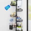 Corner Shower Caddy Organizer Tension Pole, Adjustable 6 Shower Shelves Corner Shelf 30-120Inch Rustproof Shower Rack for Inside Shower, Extra Towel Bar Soap Dish Bathroom Organizers and Storage Black