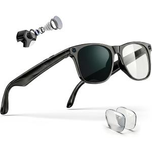 EarlySincere AI Smart Glasses with 4K Camera & ChatGPT, Photochromic Transition Lenses + Extra Blue Light, Real-time Translator & Meeting Minutes, Voice Control Smart Wearable