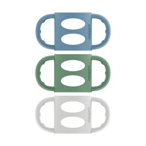 Dr. Brown's Narrow Baby Bottle Handles, 100% Silicone, Easy Grip Removable Handles for Bottle to Sippy Cup Transition, Blue/Gray/Green, 3-Pack, 4m+ (Black, Ecru, Pink)