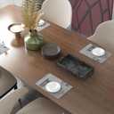 Placemats Set of 6 Washable Indoor/Outdoor Vinyl Place Mats for Dining Table Durable Non-Slip Heat Resistant PVC Weave Table Mats Gray