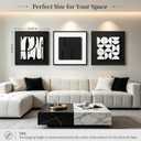 HISPACE 3D Textured Framed Wall Art for Living Room, Set of 3 Black and White Abstract Artwork with Solid Wood Frame, Minimalist Geometric Pictures for Hallway Office Home Decor,19.69 X19.69 INCH, 20L*20W IN