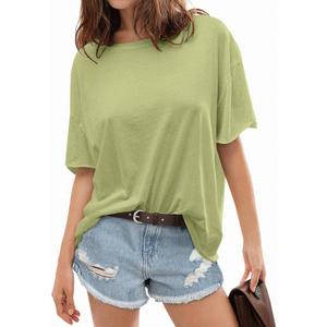 TARSE Oversized Tshirts for Women 2024 Loose Fit Summer Tunic Tops Soft Cotton Short Sleeve Boxy Tee, Small, Sea Mist (Green, S)