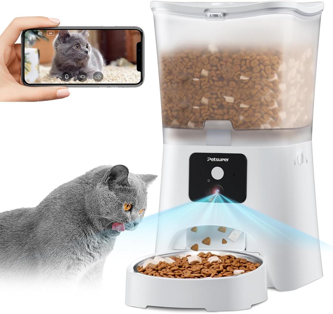 Automatic Cat Feeder with Camera & App Control - 5G WiFi Pet Feeder, 3L Timed Food Dispenser, 1080P HD Video, Night Vision, 2-Way Audio for Cats/Dogs