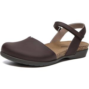 Athlefit Women's Closed Toe Sandals Comfort Cork Footbed Arch Support Flat Sandals Size 9.5