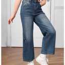 Milumia Girl's Y2k Wide Leg Baggy Denim Pants Elastic Waist Straight Jeans (Blue)