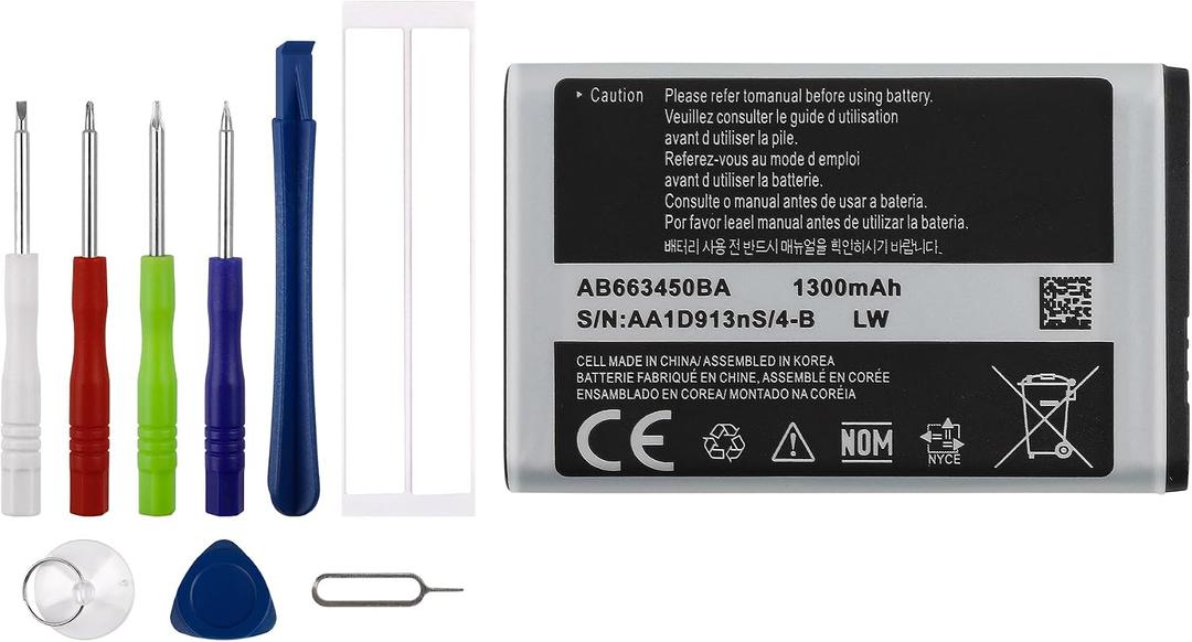 New AB663450BA Replacement Battery for Samsung Rugby 2/3/4,Convoy 2/3/4 with Technical Toolkit