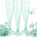 WDF 36 Pack Clear Green Plastic Champagne Flutes - 7OZ Green Champagne Flutes Plastic Champagne Glasses Disposable for Party/Wedding/Spring