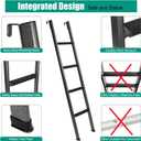Anti-Slip RV Bunk Ladder, 52in Integrated Heavy Duty Steel Camper Bunk Bed Ladder with Anti-Slip Rubber Foot Pads and Hooks - Black