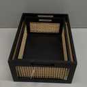 Wood Baskets, Rattan Storage Baskets for Organizing, Black, Set of 2