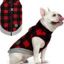 Mihachi Dog Fleece Vest Sweater Zip Up Warm Pullover Step-in Dog Jacket with Dual D-Ring Leash, Winter Cold Weather Reflective Coat Clothes Hoodie for Small Medium Dogs Puppy Cat Boy Girl,Plaid M (Medium(Chest: 17", Neck: 14", Back: 12"))