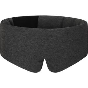 ALASKA BEAR Wraparound Style Organic Cotton Eye Mask with Padded Nose, Big Wide Headband and Large Coverage Ear Muff Sleeping Mask with Bottom Flap for Full Blackout, Dark Grey
