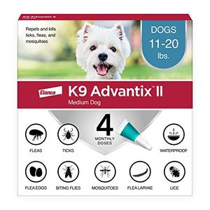 K9 Advantix II Medium Dog Vet-Recommended Flea, Tick & Mosquito Treatment & Prevention | Dogs 11-20 lbs. | 3-Mo Supply