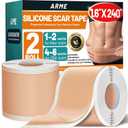 Arme Silicone Scar Tape, Silicone Scar Sheets (2 Rolls- 1.6" x 240"/6M)