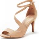DREAM PAIRS Women's NILE Fashion Stilettos Open Toe Pump Heel Sandals (8, Nude)