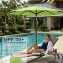 PatioKingdom 10FT Patio Umbrella with Push Button Tilt and Crank, Outdoor Market Umbrella with 8 Fiberglass Ribs, UV Protection Table Umbrella for Pool,Backyard,Garden,Deck