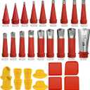 Caulk Finisher Kit Caulking Nozzle Tips Stainless Steel with Connection Bases Replacement 30 Pieces