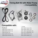 Engine Timing Belt Kit with Water Pump | Compatible with 2001-2010 Toyota Highlander Camry Sienna Solara & Lexus ES300 RX330 RX400h 3.0L 1MZFE/3.3L 3MZFE V6 DOHC 24V | Replaces# TKT-026
