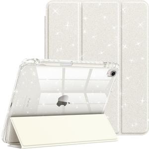 Fintie Slim Case with Pencil Holder for iPad Air 11-inch M4/M3/M2 (2026/2025/2024), iPad Air 5th (2022) / 4th Generation 10.9 Inch - Glittering Sparkly Cover with Shiny Clear Back Shell, Starlight