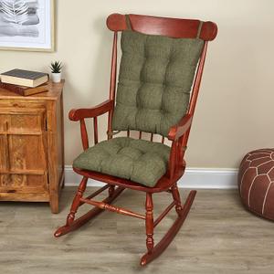 Klear Vu Omega Non-Slip Rocking Chair Cushion Set, Assembled in USA, Thick Padding & Tufted Design, Includes Seat Pad & Back Pillow with Ties, 17x17 Inches, 2-Piece Set, Tyson Green