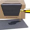 100 Pcs Oil Absorbent Pads - 10"x13" Oil Spill Mats for Garage, Workshop & Auto Repair, Reusable, Fast Cleanup for Oil, Grease & Coolant (Grey, Boxed)