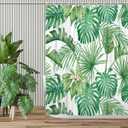 Tropical Leaf Shower Curtain, Summer Green Palms Banana Leaf Monstera Leaves Jungle Botanical Plants Bathroom Curtain Home Decor Waterproof Fabric Machine Washable with 12 Hooks, 72" x 72"