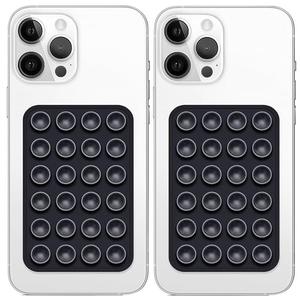 Anteel 2 Pack Silicone Suction Phone Case Mount, Non Slip Sticky Grip for Cellphone, Silicon Adhesive Suction Cup Mount, Strong Grip Holder for Selfies and Videos (Black)