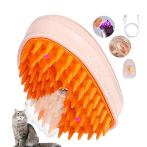 Cat Steam Brush，4 in 1 Cat Grooming Supplies, Portable Pet Hair Removal Tool for Cat and Dog, Self Cleaning Steam Brush for Massage, Clean and Removing Loose Hair (Upgraded version (massage version))