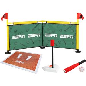 ESPN Batting Tee for Kids Includes Tee Ball Bat, Foam Ball, Home Run Fence, and Batters Box
