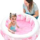 SLOOSH Inflatable Kiddie Pool for Kids, 36"x11" Swimming Pool with Soft Pad Floor for Kid & Toddler, Round Blow Up Baby Ball Play Pit Pools for Swim Party, Portable Indoor & Outdoor Water Toys (Pink)