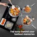 Inqibee 14 Inch Stainless Steel Wok Pan with Lid, Detachable Handle