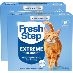 Fresh Step Advanced Extreme Multi Cat Clumping Litter with Febreze Freshness, Low Dust, Odor Control with Ammonia Block Tech, Compatible in Automatic Litter Boxes, 37 lbs. (2 x 18.5 lb)