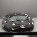 Mora Pets Donut Small Dog Bed - Round Cat Bed for Indoor Cats with Washable Removable Cover, Cute Calming Fluffy Pet Circle Bed Anti-Anxiety for Puppy Cat Dog, Grey 23"