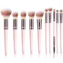 Makeup Brush Set, Premium Synthetic 10 PCS Makeup Brushes, Travel Makeup Brush Set with Soft Hairs, Makeup Brushes Set Professional for Blush, Eyeliner, Eyeshadow, Concealer, and Foundation (Pink)