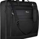 Garment Bags for Travel, Carry On Garment Bag for Business Trips with Shoulder Strap, Mancro Waterproof Foldable Luggage Hanging Suit Bags Gift for Men Women, 2 in 1 Suitcase for Coats, Suits (Black) (XX-Large)