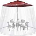 Moutosne 9-11 FT Umbrella Net for Outdoor Umbrella, Universal Hanging Mosquito Net for Patio,Polyester Mesh Umbrella Screen for Patio Tables with Zipper(White)