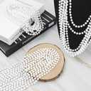 YAXINRUI 144 PCS White Mardi Gras Beads, 33" White Bead Necklaces Party Costume Necklace Round Parade Throw Beads in Bulk for Mardi Gras Christmas Festive Events, Party Favors