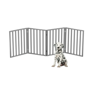 PETMAKER 80-62875-G4 Wooden Pet Gate- Foldable 4-Panel Indoor Barrier Fence, Freestanding & Lightweight Design for Dogs, Puppies, Pets- 72 X24 (Gray Paint), 72" X 24"