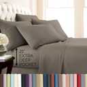 Southshore Fine Living, Inc. 21 Inch Extra Deep Pocket King Sheet Set, 6 Piece King Size Sheets Set, Pet Hair Resistant Sheets, Easy Care, Oversized Flat Sheet, 4 Pillowcases, Dark Taupe